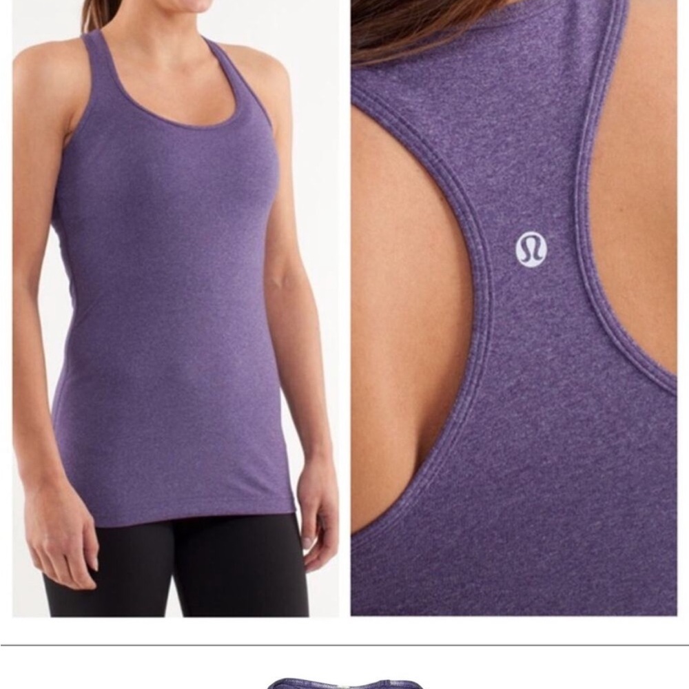 LULULEMON Cool Racerback Reversible Tank Sz 4 Heathered Purple